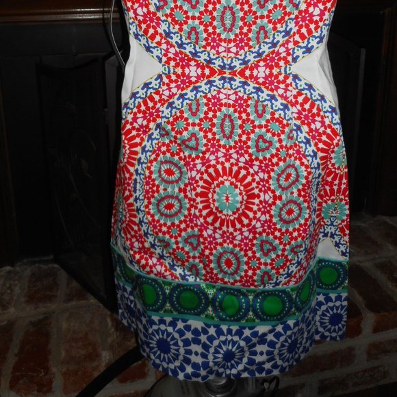NWT London Times red & blue medallion print summer dress, 4 - Picture 8 of 9